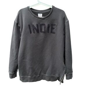 Sundry Side Zipper Cozy Crewneck with embroidered “Indie” on the front, L (3)
